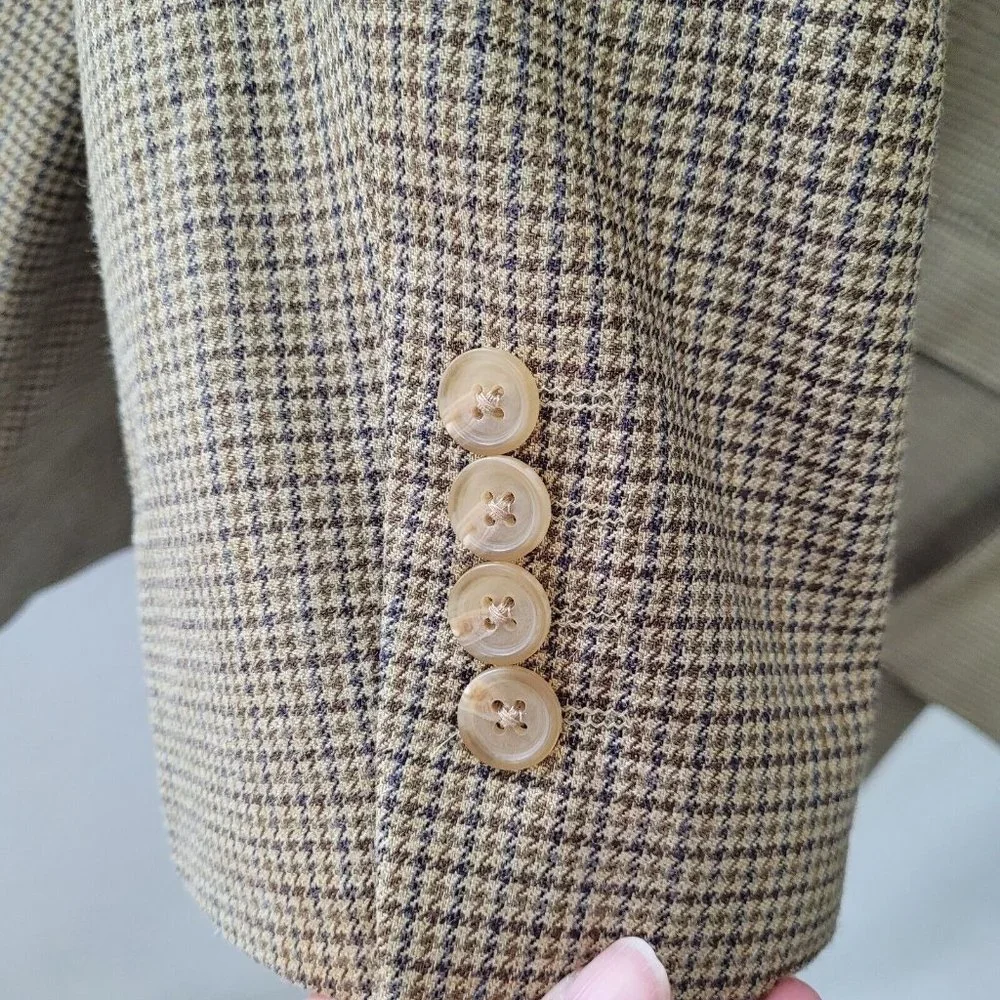 Ralph Lauren Blazer‎ Mens 46L Silk/Wool Houndstooth 2-Button Lined Sportcoat